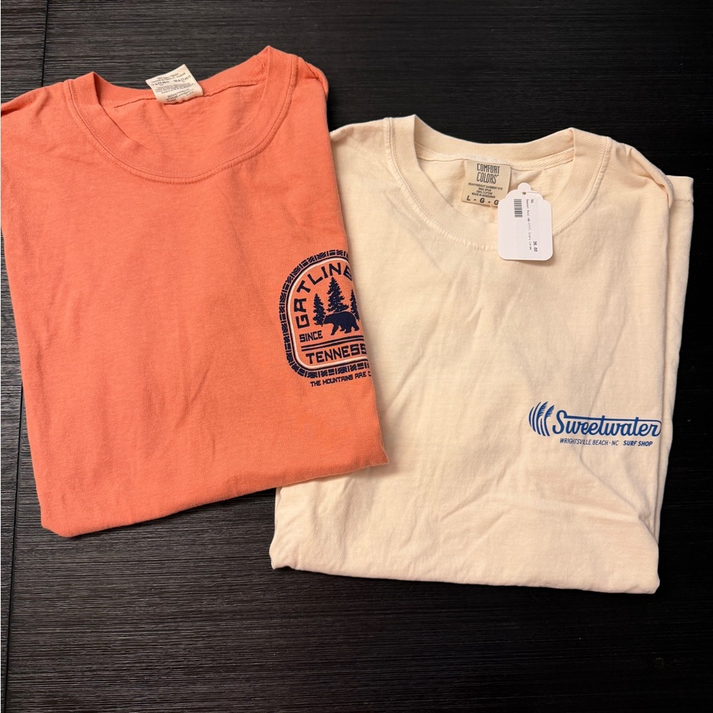 Bundle of 2 Comfort Colors
Sweetwater Cream Tee & Coral Gatlinburg Graphic Tee